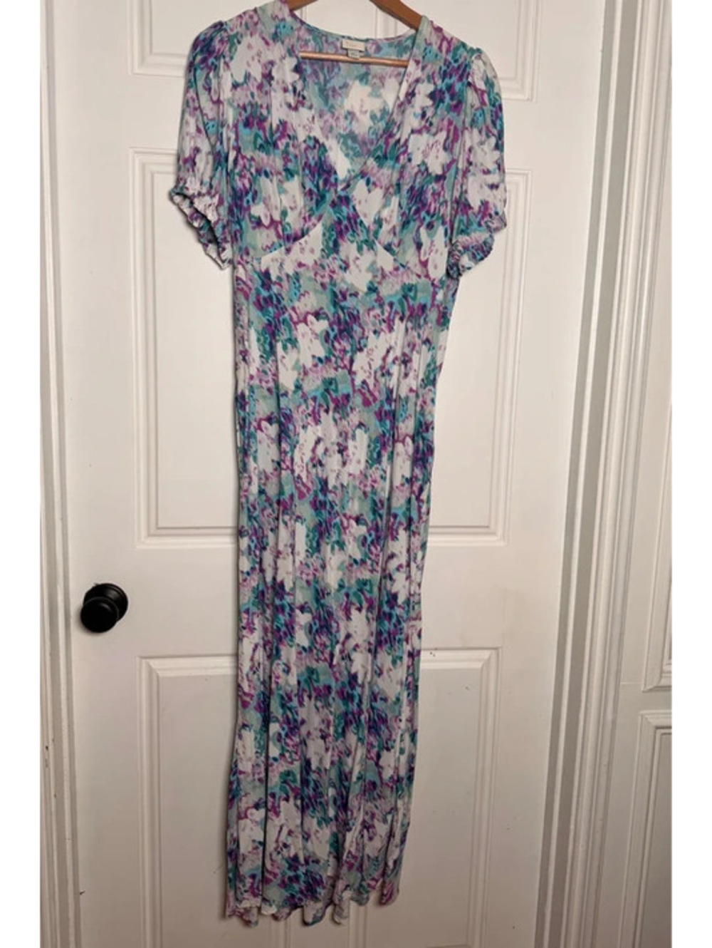 Watercolor Maxi Floral Happy Paint Stroke Dress XL